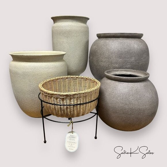 Threshold Studio McGee Indoor/Outdoor Wide Weathered Planter Gray Medium -Target - Picture 6 of 6